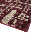Hand Knotted 5x8 Maroon and Beige Modern Abstract Contemporary Recycled Silk Area Rug