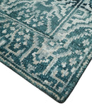 Hand Knotted 5x8 Teal and Ivory Modern Persian Contemporary Southwestern Tribal Trellis Recycled Silk Area Rug | OP97