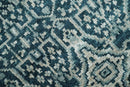 Hand Knotted 5x8 Teal and Ivory Modern Persian Contemporary Southwestern Tribal Trellis Recycled Silk Area Rug | OP97