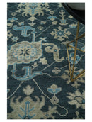 Hand Knotted 5x8 Vintage Oriental Oushak Blue and Camel Wool Area Rug | TRDCP8B