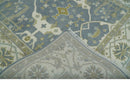 Hand Knotted 6x6 Square Oriental Oushak Ivory, Charcoal and olive Wool Area Rug
