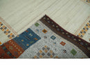 6x8 Hand Knotted Ivory multicolor Stripes Antique Traditional Wool Southwestern Lori Gabbeh Rug | TRDPC20