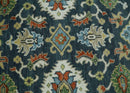 Teal and Ivory Traditional Oriental Oushak Custom Made Hand Knotted Wool Area Rug