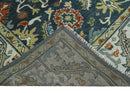 Teal and Ivory Traditional Oriental Oushak Custom Made Hand Knotted Wool Area Rug
