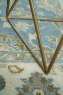 Hand Knotted 6x9 Vintage Oriental Oushak Blue and Beige Wool Area Rug | TRDCP1669