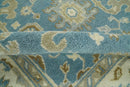 Hand Knotted 6x9 Vintage Oriental Oushak Blue and Beige Wool Area Rug | TRDCP1669