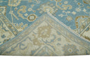 Hand Knotted 6x9 Vintage Oriental Oushak Blue and Beige Wool Area Rug | TRDCP1669
