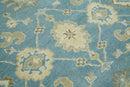 Hand Knotted 6x9 Vintage Oriental Oushak Blue and Beige Wool Area Rug | TRDCP1669