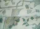 Custom Made Hand Knotted Oriental Oushak Ivory and Teal Wool Area Rug