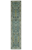 Hand Knotted Traditional Blue and Ivory Antique Oushak Custom Made Wool Area Rug