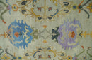 Hand knotted 8x10 All Wool Beige and Gray Traditional Antique Persian Oushak Area Rug | TRDCP837810
