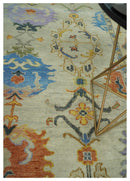 Hand knotted 8x10 All Wool Beige and Gray Traditional Antique Persian Oushak Area Rug | TRDCP837810