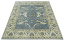 Hand Knotted 8x10 Antique Style Oriental Oushak Gray, Ivory and Beige Wool Area Rug