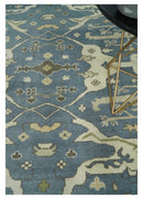 Hand Knotted 8x10 Antique Style Oriental Oushak Gray, Ivory and Beige Wool Area Rug