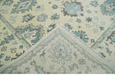 Hand Knotted 8x10 Beige and Blue Antique Oushak Persian Wool Area Rug | TRDCP1147810
