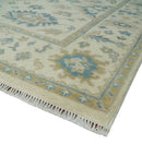 Hand Knotted 8x10 Beige and Gray Antique Oushak Wool Area Rug