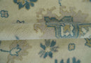 Hand Knotted 8x10 Beige and Gray Antique Oushak Wool Area Rug