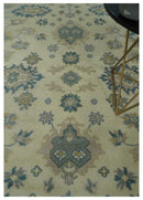 Hand Knotted 8x10 Beige and Gray Antique Oushak Wool Area Rug
