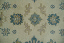 Hand Knotted 8x10 Beige and Gray Antique Oushak Wool Area Rug