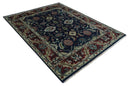 Hand Knotted 8x10 Black, Rust and Beige Antique Oushak Wool Area Rug