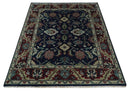 Hand Knotted 8x10 Black, Rust and Beige Antique Oushak Wool Area Rug