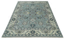 Hand Knotted 8x10 Blue and Ivory Traditional Oushak Persian Wool Area Rug | TRDCP1151810
