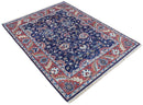 Hand Knotted 8x10 Blue and Rust Traditional Persian Oushak Area Rug