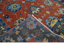 Hand Knotted 8x10 Brown, Blue and Charcoal vibrant colorful Traditional Oushak Wool Area Rug