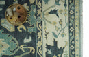 Hand Knotted 8x10 Charcoal, Ivory and Beige Traditional Oushak wool area rug
