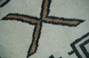 Hand Knotted 8x10 Ivory and Charcoal Wool Traditional Tribal Art Antique South Western Rug |  TRDCP1292810