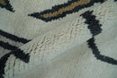 Hand Knotted 8x10 Ivory and Charcoal Wool Traditional Tribal Art Antique South Western Rug |  TRDCP1292810