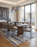 Hand Knotted 8x10 Modern Abstract Blue And Beige Bamboo Silk Area Rug
