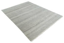 Hand Knotted 8x10 Modern Geometric Trellis Scandinavian Charcoal, Silver and Ivory Wool Area Rug