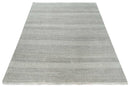 Hand Knotted 8x10 Modern Geometric Trellis Scandinavian Charcoal, Silver and Ivory Wool Area Rug