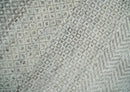 Hand Knotted 8x10 Modern Geometric Trellis Scandinavian Charcoal, Silver and Ivory Wool Area Rug