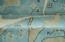 Hand Knotted 8x10 Oriental Oushak Aqua and Beige Wool Area Rug | TRDCP1194810