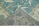 Hand Knotted 8x10 Oriental Oushak Aqua and Beige Wool Area Rug | TRDCP1200810