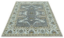 Hand Knotted 8x10 Oriental Oushak Charcoal, Aqua and Beige Wool Area Rug | TRDCP1184810