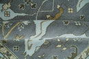 Hand Knotted 8x10 Oriental Oushak Charcoal, Aqua and Beige Wool Area Rug | TRDCP1184810