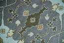 Hand Knotted 8x10 Oriental Oushak Charcoal, Aqua and Beige Wool Area Rug | TRDCP1184810
