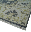 Hand Knotted 8x10 Oriental Oushak Charcoal, Ivory and Beige Wool Area Rug