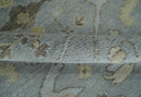 Hand Knotted 8x10 Oriental Oushak Charcoal Silver and Beige Wool Area Rug | TRDCP1182810