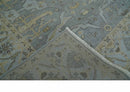 Hand Knotted 8x10 Oriental Oushak Charcoal Silver and Beige Wool Area Rug | TRDCP1182810
