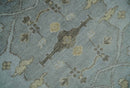 Hand Knotted 8x10 Oriental Oushak Charcoal Silver and Beige Wool Area Rug | TRDCP1182810
