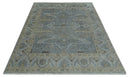 Hand Knotted 8x10 Oriental Oushak Charcoal Silver and Beige Wool Area Rug | TRDCP1182810