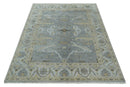 Hand Knotted 8x10 Oriental Oushak Silver and Beige Wool Area Rug | TRDCP1198810
