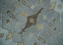 Hand Knotted 8x10 Oriental Oushak Silver and Beige Wool Area Rug | TRDCP1198810