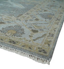 Hand Knotted 8x10 Oriental Oushak Silver and Beige Wool Area Rug | TRDCP1198810