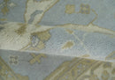 Hand Knotted 8x10 Oriental Oushak Silver, Ivory and Beige Wool Area Rug | TRDCP1160810