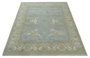 Hand Knotted 8x10 Oriental Oushak Silver, Ivory and Beige Wool Area Rug | TRDCP1160810